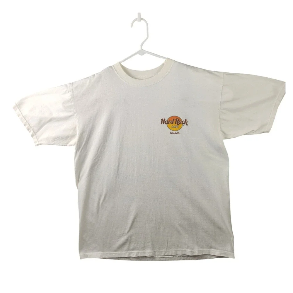 Hard Rock Cafe Dallas Tee Men's L White Armadillo Guitar Graphic 2-Sided Vintage - Picture 2 of 11